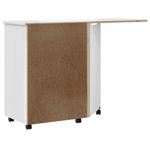 vidaXL MOSS 7-Drawer Chest with Desk & Wheels, Solid Pinewood, 41.5"x15.4"x29.3", White