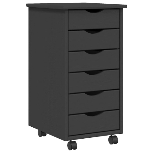 vidaXL MOSS 6-Drawer Chest with Wheels, Solid Pinewood, 13.4"x15.4"x25.8", Gray