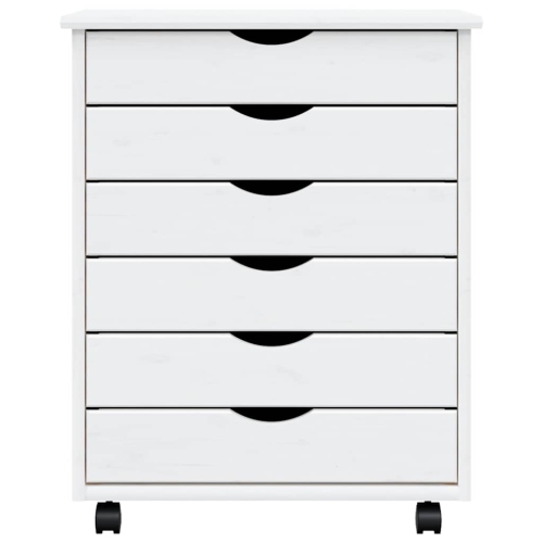 vidaXL MOSS 6-Drawer Chest with Wheels, Solid Pinewood, 20.9"x15.4"x25.8", White