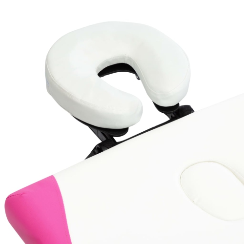 vidaXL 2-Zone Foldable Massage Table Aluminium White and Pink