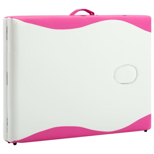 vidaXL 2-Zone Foldable Massage Table Aluminium White and Pink