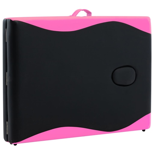 vidaXL 2-Zone Foldable Massage Table Aluminium Black and Pink