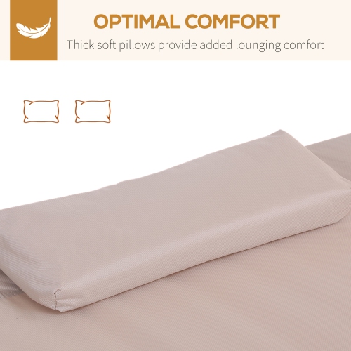 Outsunny 79" Outdoor Lounge Chair with Canopy, Double Garden Chaise Lounger Hammock Bed, Relaxing Sleeping Daybed w/ Pillow and Wheels, Sand