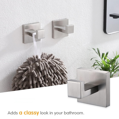 4-Piece Brushed Nickel Bathroom Hardware, Towel Ring, Toilet Paper Holder, 2 Towel Hook, Stainless Steel, Wall Mounted