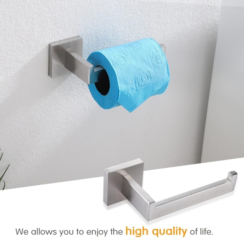 4-Piece Brushed Nickel Bathroom Hardware, Towel Ring, Toilet Paper Holder, 2 Towel Hook, Stainless Steel, Wall Mounted