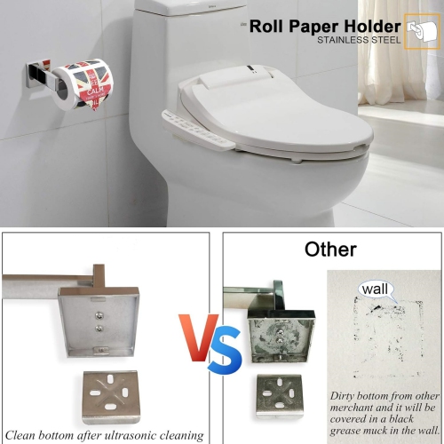 5 Pieces Polished Chrome Stainless Steel Bathroom Hardware Set, Includes 23.6 Inch Towel Bar, 1 Towel Ring, 1 Toilet Paper Holder, 2 Towel Hook, for