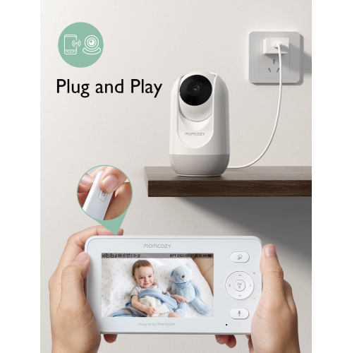 Interphone de surveillance vidéo MomCozy, interphone de surveillance HD 4,3 po avec caméra et audio sans Wi-Fi, écran divisé, vision nocturne