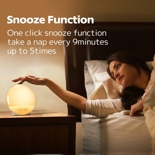 Sunrise Alarm Clock for Restful Mornings - 7 Colors Night Light, Wake Up Light with Sunrise/Sunset Simulation, Dual Alarms & Soothing Sounds, Snooze