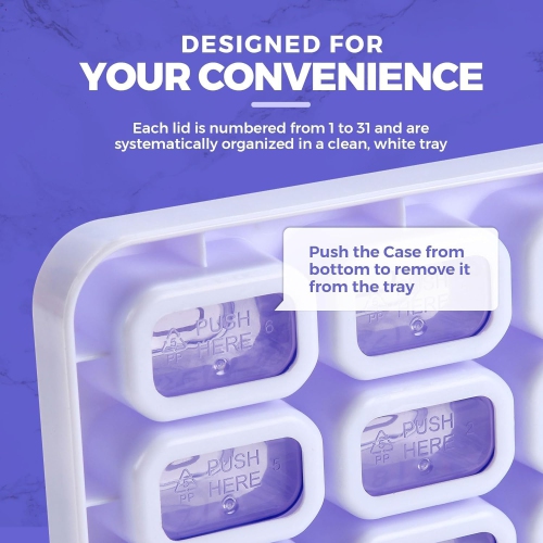 Monthly Pill Organizer - 31 Day Pill Organizer with Large Removable Medication Pods, Portable Pill Case Box and Holder for Daily Medicine and