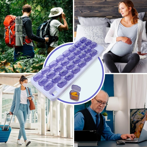 Monthly Pill Organizer - 31 Day Pill Organizer with Large Removable Medication Pod, Portable Pill Case Box and Holder for Daily Medicine and Vitamins