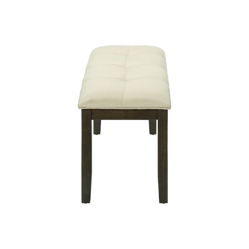 44" Rectangular Bench Cream Fabric and Grey Solid Wood