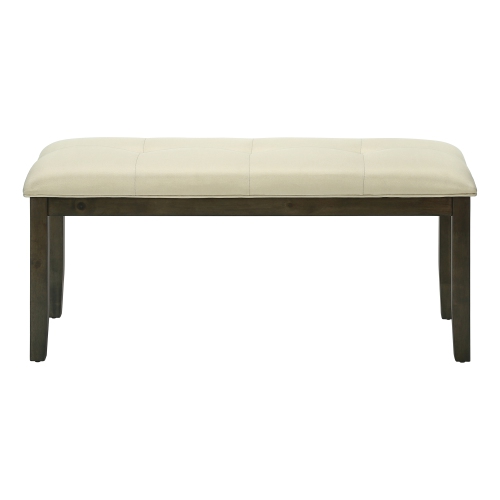 44" Rectangular Bench Cream Fabric and Grey Solid Wood