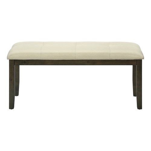 44" Rectangular Bench Cream Fabric and Grey Solid Wood