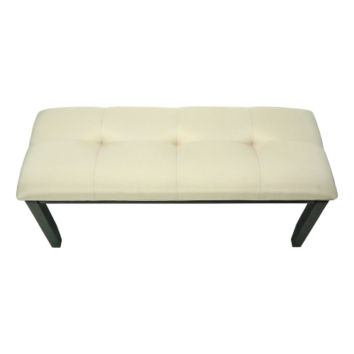 44" Rectangular Bench Cream Fabric and Grey Solid Wood