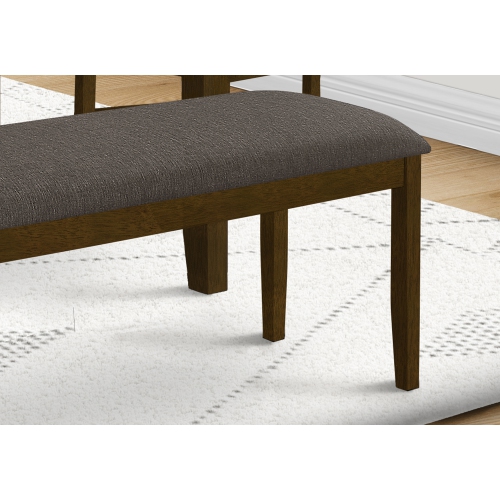 44-Inch Rectangular Walnut Brown Solid Wood Upholstered Bench