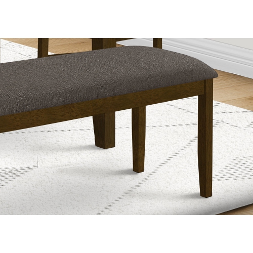 44-Inch Rectangular Walnut Brown Solid Wood Upholstered Bench