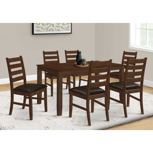 60” Rectangular Dining Table with Brown Veneer Top and Solid Wood Legs