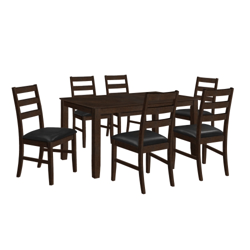 60” Rectangular Dining Table in Espresso Brown Veneer