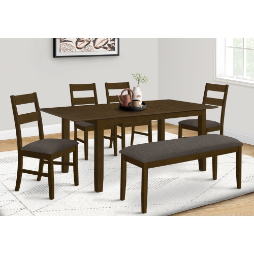 72 Inch Rectangular Brown Walnut Veneer Dining Table with 18 Inch