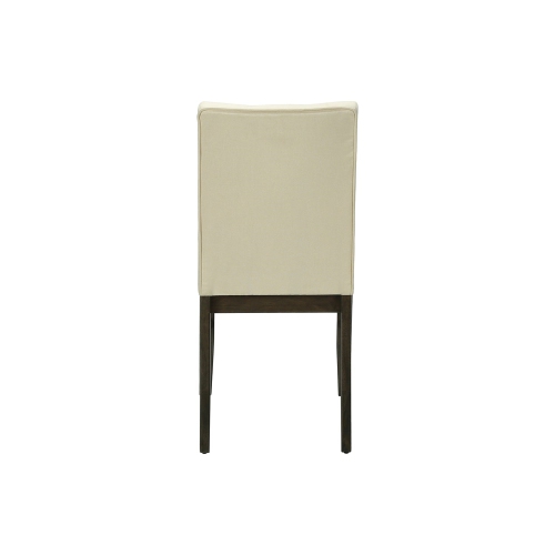 Set Of 2 37" Height Dining Chairs in Cream Fabric and Grey Solid Wood