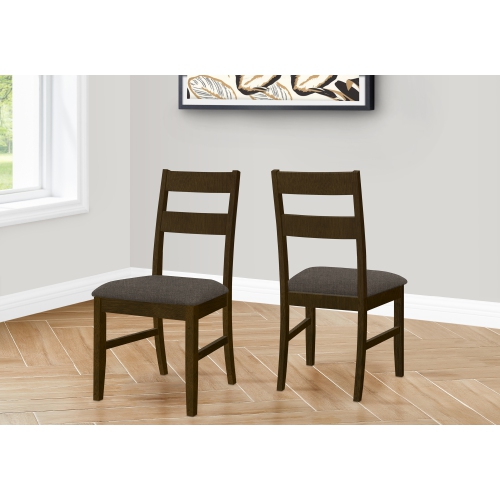 MYNE  Set Of 2 37" Height Dining Chairs In Fabric And Solid Wood In Brown