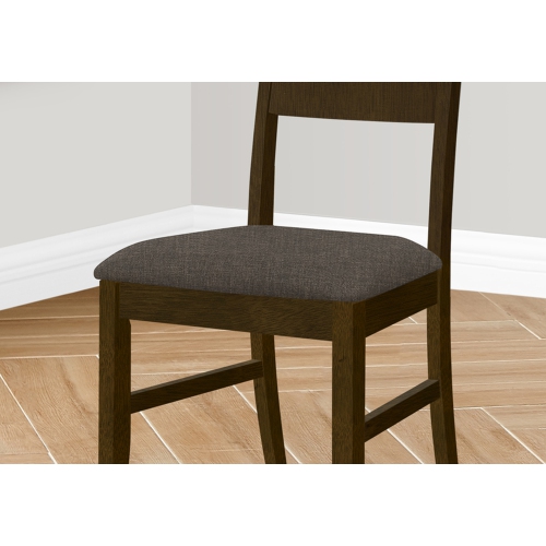 Set Of 2 37" Height Dining Chairs in Brown Fabric and Brown Solid Wood