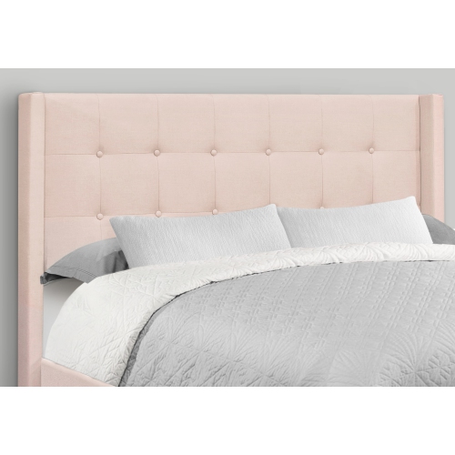 Upholstered Queen Size Bed in Pink Velvet with Chrome Metal Legs