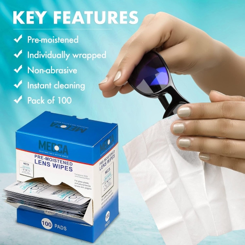 Premoistened Lens and Glass Cleaning Wipes - Portable Travel Cleaner for Glasses, Camera, Cell Phone, Smartphone, and Tablet - Disposable, Quick