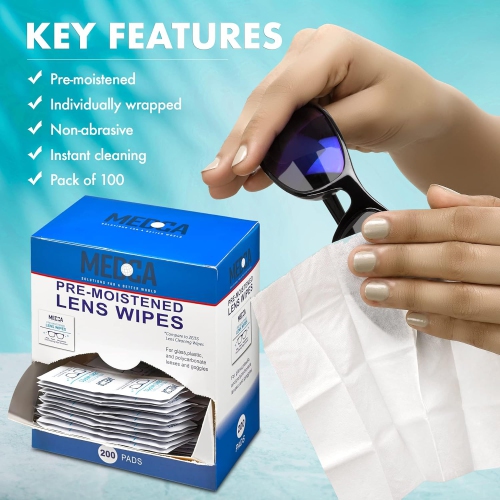 Premoistened Lens and Glass Cleaning Wipes - Portable Travel Cleaner for Glasses, Camera, Cell Phone, Smartphone, and Tablet - Disposable, Quick