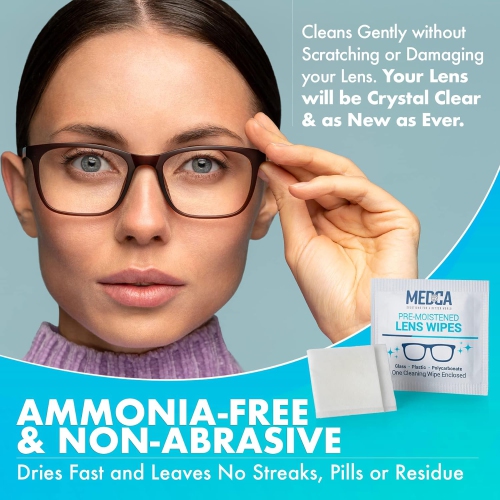 Lens Cleaning Wipes - [100 Pack] Pre Moistened Cleansing Cloths and Eyeglass Cleaner Wipe Pads for Phones, Tablet Screens, Helps Clean Cameras,