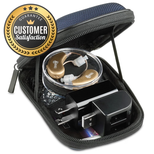 Amplificateurs auditifs numériques - paire d'amplificateurs audio personnels rechargeable BTE avec station d'accueil USB - amplificateur audio