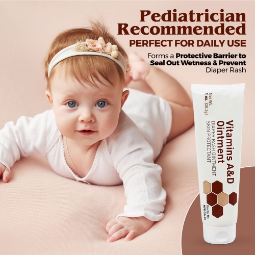 Medca Vitamin a & D Diaper Rash Ointment- Protectant Cream for Sensitive Baby Skin - Lanolin & Petrolatum Formula, Dry-Cracked Hands/feet/face Skin,
