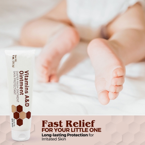 Medca Vitamin a & D Diaper Rash Ointment- Protectant Cream for Sensitive Baby Skin - Lanolin & Petrolatum Formula, Dry-Cracked Hands/feet/face Skin,