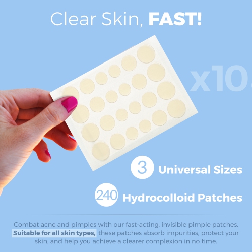 Acne Absorbing Covers - Hydrocolloid Acne Care Bandages Three Universal Patch Sizes, Acne Blemish Treatment for Face & Skin Spot Pore Patch, Reduce