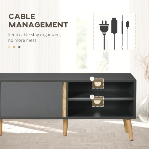 HOMCOM TV Stand Cabinet for TVs up to 55", Entertainment Unit with Doors, Storage Shelves and Cable Holes for Living Room, Bedroom, Dark Grey