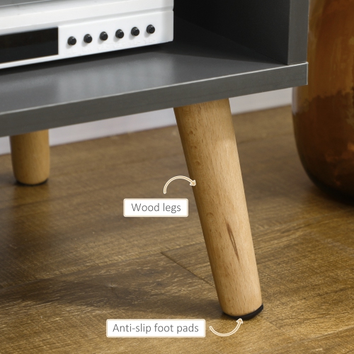 HOMCOM TV Stand Cabinet for TVs up to 55", Entertainment Unit with Doors, Storage Shelves and Cable Holes for Living Room, Bedroom, Dark Grey