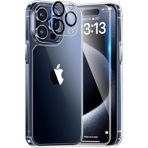 CAPSUL case for iPhone 15 Pro Clear Case ONLY [Yellowing-Resistant] iPhone 15 Pro Hard Back Soft Bumper Cover with Drop Protection