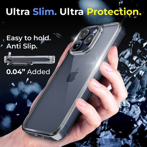 CAPSUL case for iPhone 15 Pro Clear Case ONLY [Yellowing-Resistant] iPhone 15 Pro Hard Back Soft Bumper Cover with Drop Protection