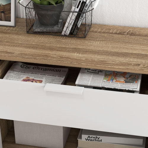 HOMCOM – buffet, armoire de cuisine moderne, armoire de rangement avec tiroir, portes à fermeture en douceur, 3 compartiments ouverts et tablettes