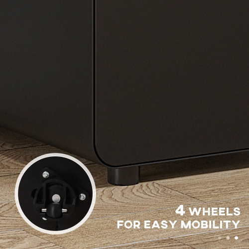 Vinsetto Metal Mobile Filing Cabinet with 3 Drawers and Lock, Under Desk Vertical File Cabinet on Wheels for Legal, A4, Letter Size for Home Office,