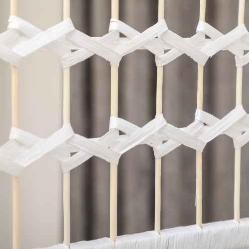 HOMCOM 6 Panel Room Divider, 5.6 ft Tall Folding Privacy Screen, Wave Fiber Freestanding Partition Wall Divider for Home Office, White