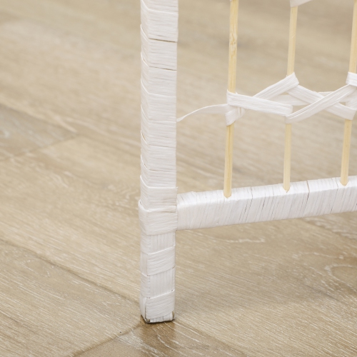 HOMCOM 6 Panel Room Divider, 5.6 ft Tall Folding Privacy Screen, Wave Fiber Freestanding Partition Wall Divider for Home Office, White