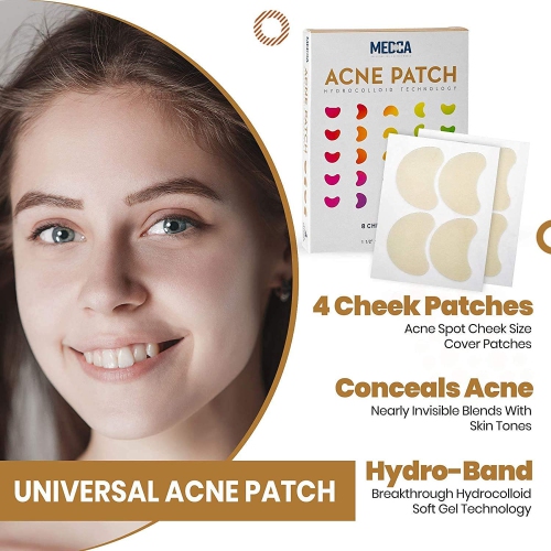 Medca Acne Care Pimple Patch Absorbing Covers - 16 Count Cheek Size Acne Spot Treatment Hydrocolloid Bandage Face & Skin Spot Patch Conceals Acne,