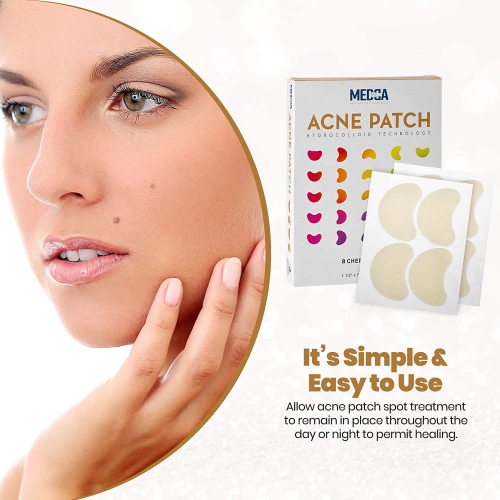 Medca Acne Care Pimple Patch - 8 - Cheek Size Acne Spot Treatment Hydrocolloid Bandage Absorbing Cover for Face Skin Acne Spot Patch Conceals,