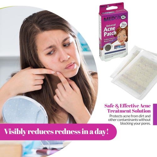 Medca Acne Care Pimple Patch Absorbing Cover - Hydrocolloid Bandages Two Universal Sizes, Acne Spot Treatment for Face & Skin Spot Patch , Reduces