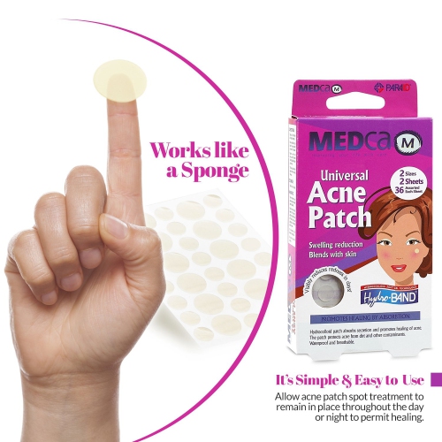 Medca Acne Care Pimple Patch Absorbing Cover - Hydrocolloid Bandages Two Universal Sizes, Acne Spot Treatment for Face & Skin Spot Patch , Reduces