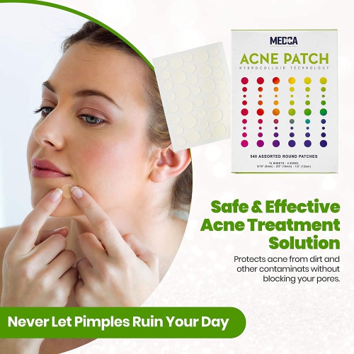 Acne Patches for Face - Hydrocolloid Bandage Pimple Patch in 3 Universal Size, Acne Spot Treatment Care for Face & Skin Spot Patch, Acne, Reduces
