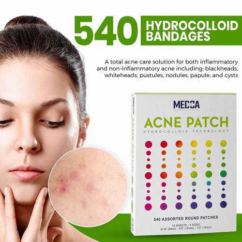 Acne Patches for Face - Hydrocolloid Bandage Pimple Patch in 3 Universal Size, Acne Spot Treatment Care for Face & Skin Spot Patch, Acne, Reduces