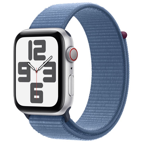 Open Box - Apple Watch SE (GPS + Cellular) 40mm Silver Aluminum Case with  Winter Blue Sport Band