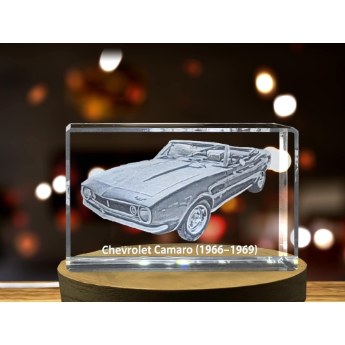 Magnifique cristal gravé en 3D de la Camaro classique 1966-1969 de Chevrolet